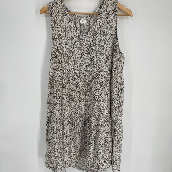 Lucky Brand Dress Women’s Large Floral Linen Tiered Coastal Resortwear Nautical - Picture 1 of 7